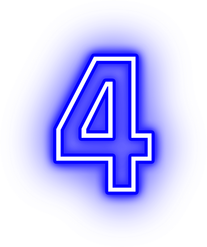 Blue Neon Number Four